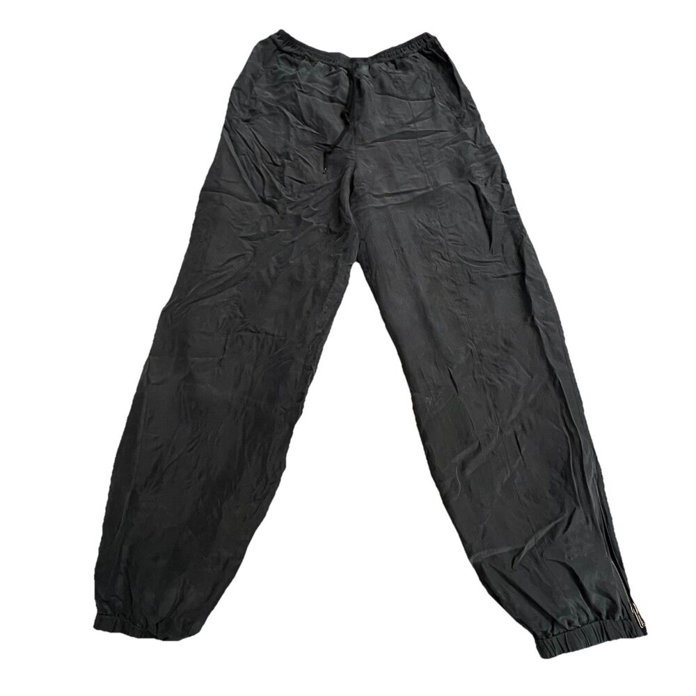 MURELI SILK JOGGER RUNNING TRACK PANTS BLACK SZ SMALL 90's  ELASTIC LINED
